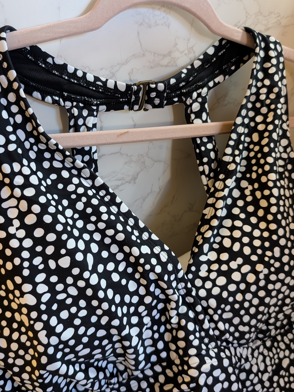 Black & White Polka Dot Halter Bathing Suit top